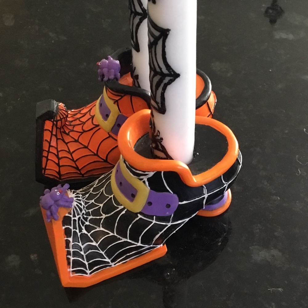 Halloween witch boots with spiderwebs! - Picture 2 of 7